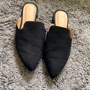 Black suede mules
